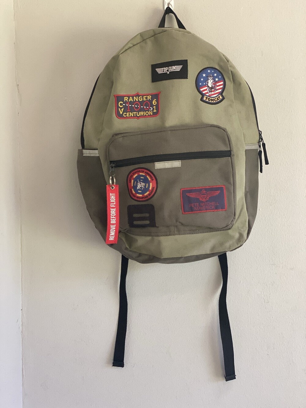 Collectible Rare Top Gun Kids Olive Green Patch Backpack Maverick